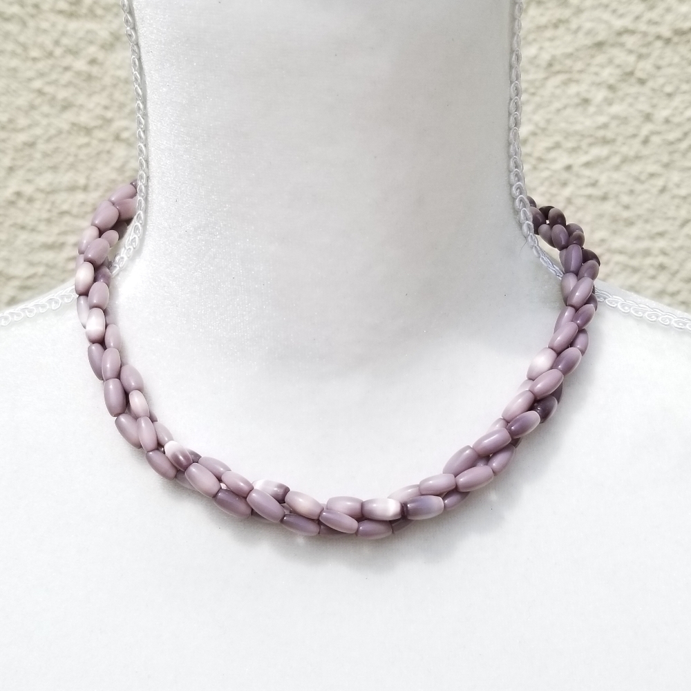 purple beaded necklace and bracelet set